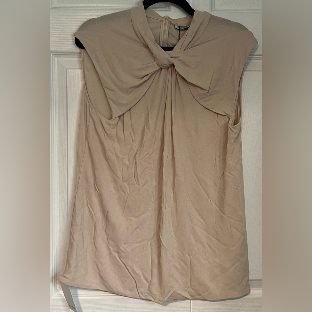 MM Lafleur Walter 2.0 Sleeveless Tie-Neck Blouse in Champagne